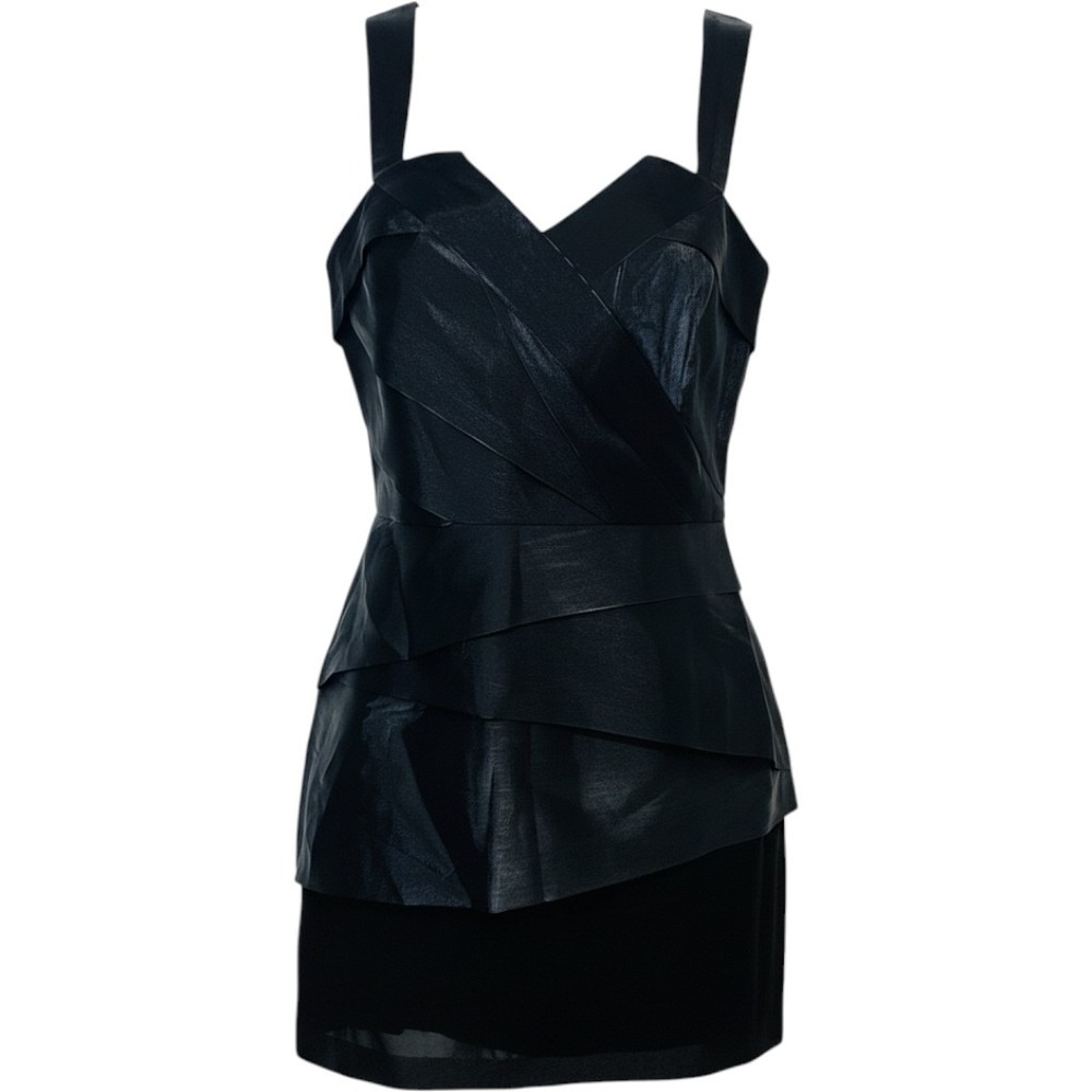 Armani Exchange Black Shimmer Coquet Mini Dress Sz 2 Tiered Feminine  Event Sexy